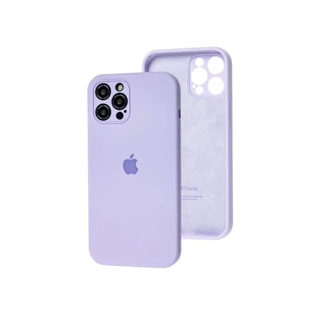 Чехол Silicone Case с закрытым низом и защитой камеры для Iphone 12 Pro Max (Квадратные грани)